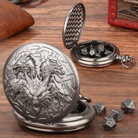 Étui à dés Dungeons and Dragons avec collier, accessoires de jeu de rôle, ensemble de dés DND en métal avec coque de montre de poche