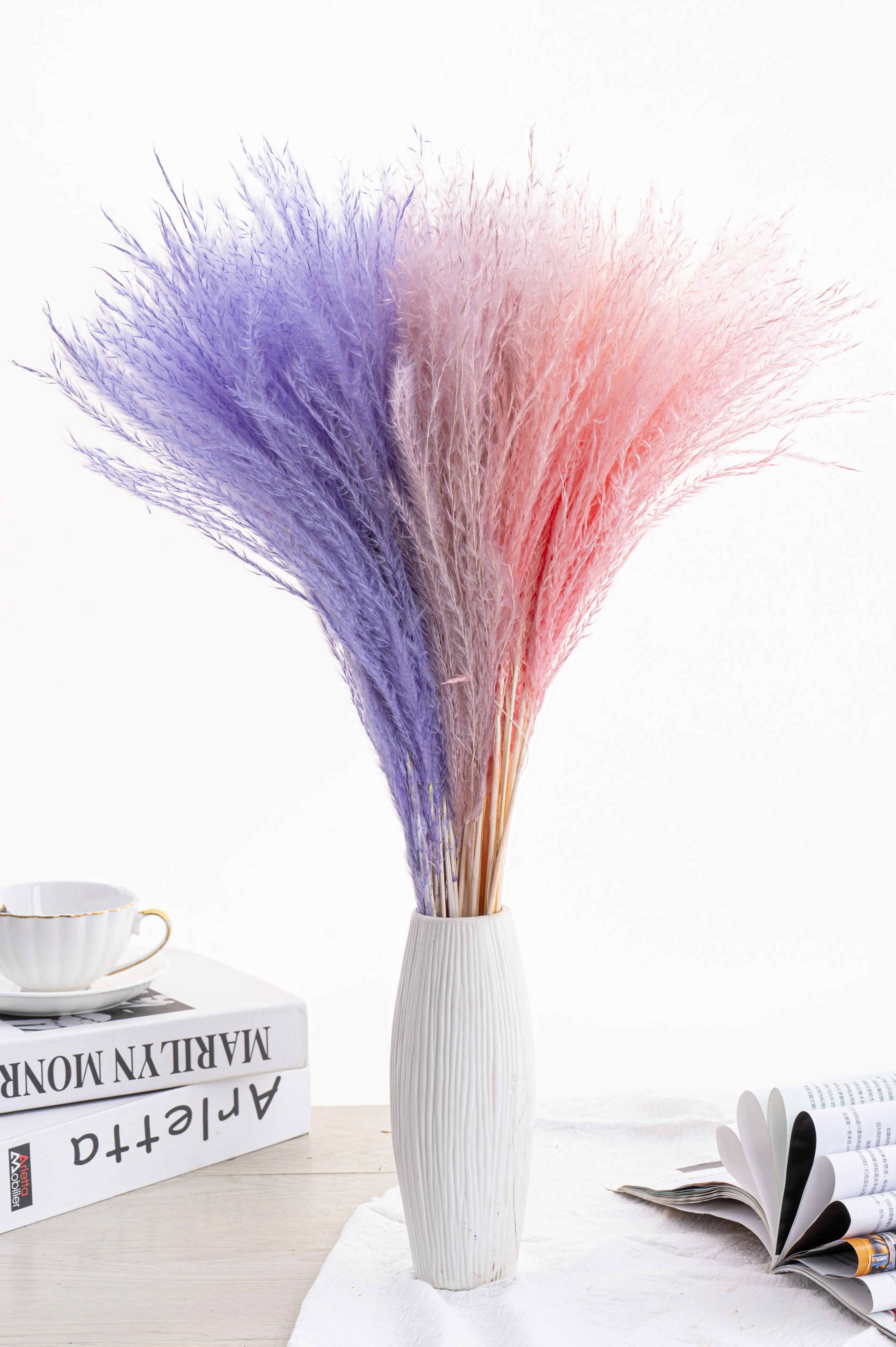 dried flowers   plants flower reed plume luxuriant pampas grass decorative flowers fluffy small reed pampas grass for decor