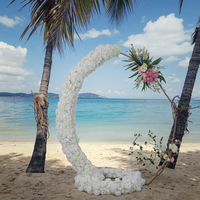 Arche de mariage suspendue incurvée avec fleurs artificielles, suspension florale pour toile de fond de mariage