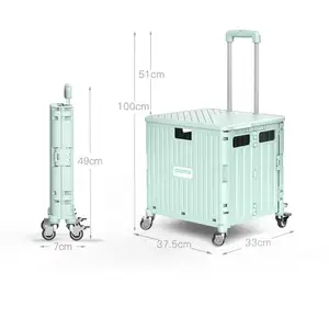 MU large capacity 4 universal wheels multifunction plastic shopping supermarket trolley folding shop cart