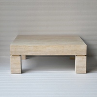 Table basse moderne en marbre travertin sur mesure pour salon, entrée de ferme, design carré durable, décorative, beige
