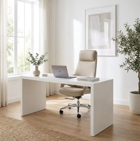 Kursi Kantor Eksekutif Ergonomis Sandaran Tinggi Kulit Mikrofiber Beige Kursi Ruang Rapat CEO Alas Aluminium Poles Kursi Komputer
