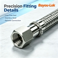 Tuyau flexible haute pression 1M en acier inoxydable 316SS poli de classe 3000 avec câble de sécurité, tube tressé pour gaz Bayou-Lok