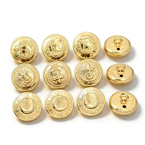 Gold Metal Shank <b>Buttons</b> Round Embossed Logo Classic Uniform <b>Button</b> - Product Image 2