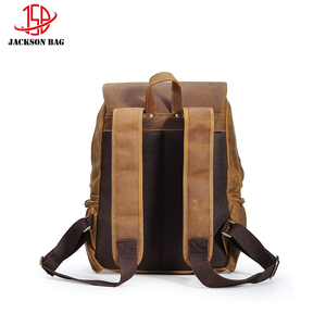Sac à dos pour homme en cuir véritable vintage personnalisé Fermeture à glissière Nylon Mode Fait main Sac d'école Sac de voyage pour l'été l'hiver - Product Image 4