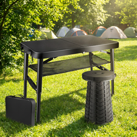 Ensemble table et tabourets pliants d'extérieur en plastique légers, portables, réglables en hauteur et faciles à nettoyer