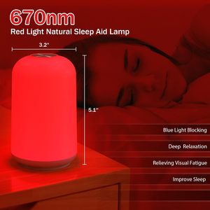 Red light sleep <b>Touch</b> Control LED Night Light Dimmable Nursery <b>Lamp</b> Cylindrical <b>Bedside</b> Light Soft Plastic Shade - Product Image 2