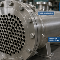 Échangeur de chaleur à coque et à tubes résistant à la corrosion, condenseur de récupération d'énergie des gaz d'échappement en titane SS pour réservoir de process chimique
