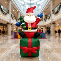 Père Noël avec boîte cadeau, logo gonflable, décoration de jardin pour les fêtes, résistant à l'eau, au vent, robuste, durable, écologique