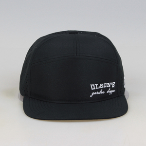 Cappellino Snapback nero caldo con foro tagliato al Laser con Logo ricamato a 7 pannelli personalizzato di alta qualità, <span class=keywords><strong>cappello</strong></span> perforato Gorras piatto Hip Hop - Product Image 3