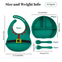 Ensemble de vaisselle de Noël, assiette en silicone mignonne, bavoir imperméable, ensemble d'alimentation résistant au micro-ondes, vaisselle pour bébé personnalisée, ensemble cadeau de Noël