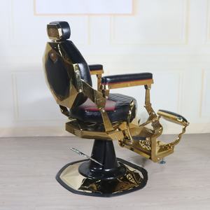 Wholesale Custom Black and Gold Reclining Barber Chair Luxury Vintage <b>Synthetic</b> Leather Design for <b>Hair</b> Salon Gym Application - Product Image 2