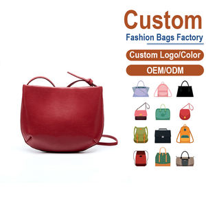 <b>Top</b>-layer Genuine Leather Semicircular Mini Bag <b>Burgundy</b> Premium Commute Versatile Shoulder Crossbody Bag OEM Customization - Product Image 1