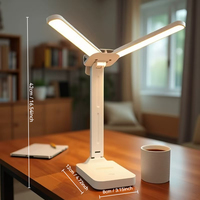 Lampe de bureau LED tactile moderne à double tête pliable, lampe de lecture et veilleuse multifonction rechargeable pour dortoir