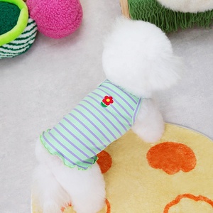 Cute Cotton Dog Tank <strong>Tops</strong> with Striped Pattern and Flower Strawberry Embroidery for Spring and Fall Vest for <strong>Cats</strong> - Product Image 6