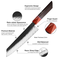 Couteau japonais Kiritsuke : Couteau de chef en acier composite à 3 couches, forgé à la main, un couteau de cuisine tranchant pour couper la viande et trancher.