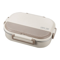 Boîte à lunch carrée en acier inoxydable 304 sans BPA, simple, hermétique, double couche, compatible micro-ondes, avec compartiments, bol à soupe, grande capacité
