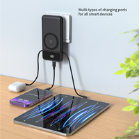 Power Bank Multifungsi 10000mAh dengan Pengisian Daya Nirkabel, Kabel Terintegrasi, dan Desain Colokan Global