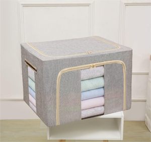 Boîte de rangement en lin empilable <span class=keywords><strong>pour</strong></span> tiroirs de placard, organisateur de vêtements, conteneur de rangement <span class=keywords><strong>pour</strong></span> armoires, cubes de rangement <span class=keywords><strong>pour</strong></span> enfants et adolescents - Product Image 3