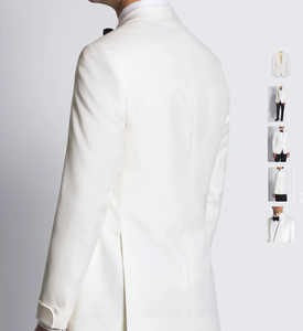 Chaqueta y Traje de Hombre de Lujo, Corte Entallado, Cierre de un Botón, Color Blanco Marfil, Lana/Seda <span class=keywords><strong>Virgilio</strong></span> - Product Image 4