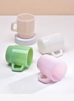 Tasse à café en verre créative, mug coréen simple en jade laiteux, design empilable, poignée imprimée pour la maison, couleur unie, écologique