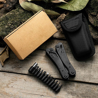 Pince multifonction 11-en-1 noire avec revêtement, couteau pliant multifonction, scie, tournevis, outil de survie EDC pour le camping en plein air