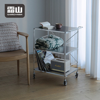 Chariot de rangement SHIMOYAMA robuste en acier inoxydable à 3 niveaux, chariot utilitaire sur roulettes pour la cuisine et la vaisselle