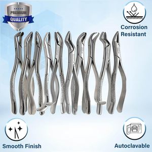 Pinzas de Extracción Dental A2Z, 10 Piezas, Acero Inoxidable, Mordazas Dentadas para Extracción de Fragmentos Radiculares, Juego de Instrumentos Quirúrgicos - Product Image 4