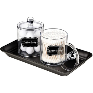 Dispenser Clear glass Holder Storage Canister Apothecary Jars for Cotton Ball and Cotton Swab