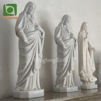 Sculpture religieuse moderne de petite taille H62cm, statue en marbre de Jésus et de la Vierge Marie pour usage en église, en stock