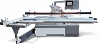Scie à table coulissante CNC avec poussoir automatique, guide servo, presse pneumatique et écran tactile