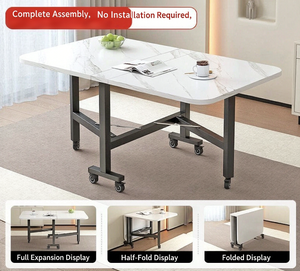 Table à manger et bureau pliants – Table rectangulaire multifonctionnelle pour petits espaces, aucun assemblage requis, portable et facile à déplacer - Product Image 4
