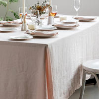 Vente en gros de serviettes de table en lin poussiéreux personnalisées, ensemble de nappes et serviettes en lin pur