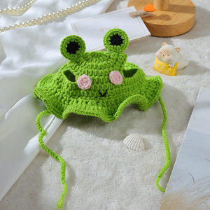 Handmade Phim Hoạt Hình Ếch Pet Hat Vui Dễ Thương Dress-up Cho Mèo Chó Nhỏ Amigurumi Trang Phục Phụ Kiện Tùy Chỉnh Đảng - Product Image 1