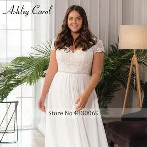 Ashley <span class=keywords><strong>Carol</strong></span> vestidos De novia De talla grande Sexy BOHO Sweetheart apliques manga corta gasa A-Line vestido De Novia Vestidos De Novia - Product Image 3