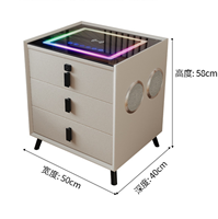 Table de chevet intelligente de luxe à trois tiroirs avec recharge sans fil, verrouillage par empreinte digitale, fonctions audio et lumineuses, mobilier de chambre moderne et simple