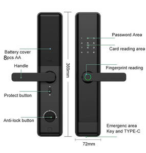 Phổ 6068 thép không gỉ cửa Lỗ mộng sinh trắc học vân tay bàn phím mật khẩu Keyless ttlock/tuya thông minh Keyless khóa cửa - Product Image 3