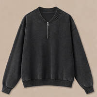 Sweat-shirt pour homme en molleton bouclette épais, col zippé quart de tour, épaules tombantes, coupe ample et oversize, personnalisable