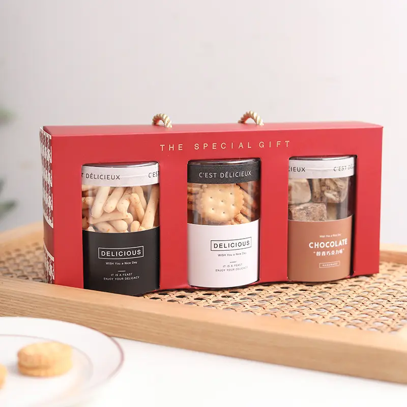 Caja de chocolate para galletas, caja de embalaje para aperitivos, postres, comida vegana, con ventana