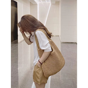 Sac fourre-tout en coton style vacances à la plage 2025 – Nouveau sac à bandoulière d'été grande capacité tissé à la main - Product Image 1