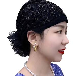 Nuevo gorro de encaje transpirable de estilo étnico que cubre el cabello blanco, adecuado para todas las estaciones, gorro suave Yasen - Product Image 1