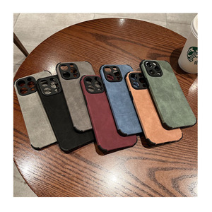 Étui de téléphone portable en cuir d'agneau et TPU en gros pour <span class=keywords><strong>iPhone</strong></span> 16 15 PM 14 13 12 11 XS XR, coque arrière antichoc - Product Image 1