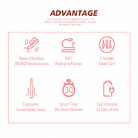 Brosse à dents électrique sonique tendance, rechargeable, 5 modes, étanche IPX7, chargement USB, minuteur intelligent, soins dentaires, usage domestique