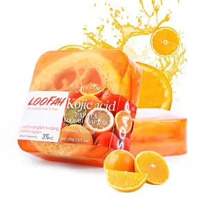 Wholesale pure kojic acid Loofah soap skin lightening whitening papaya soap