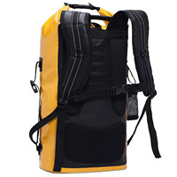 Sac sec recyclé imperméable de qualité 500D bâche PVC noir sac à dos de camping en plein air avec motif de lettre isolé