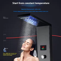 Ensemble de douche mural multifonctionnel avec écran LED numérique, thermostat intégré et sortie d'eau polyvalente