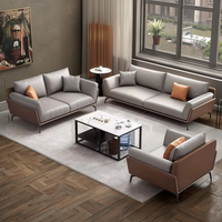 Ensemble de canapés de bureau en cuir de style nordique européen moderne, design modulaire, hôtels, bureaux à domicile