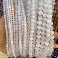 Perles Rondes en Sélénite Blanche Naturelle 4mm 6mm 8mm 10mm, Perles à Changement de Couleur pour la Fabrication de Bijoux et les Projets DIY