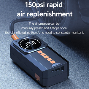 Gonfleur de pneus numérique 150 psi, remplissage rapide d'air, pompe à pneus de voiture électrique portable 12 V avec écran intelligent - Product Image 1