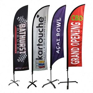 Bandera Publicitaria de Playa de Poliéster para Exteriores, Nuevo Diseño con Múltiples Plumas - Product Image 1